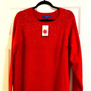 Red XXL Sweater Glittery with Sequins